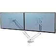 Fellowes Bras Porte écrans Platinum Double Horizontal pour 2 moniteurs jusqu'à 32", Hauteur Ajustable, Norme VESA, 2 Ports US