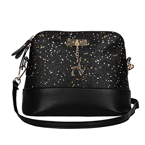 Preisvergleich Produktbild TUDUZ Damen Leder Crossbody Tasche Pailletten Kleine Hirsch Umhängetaschen Messenger Tasche