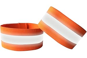 FOUTP Bracelet Reflechissant Brassard ?Réfléchissant Brassard Securite 2 Pièces Haute Visibilité Running Vélo Bracelet Réflecteur pour Cyclisme Jogging Vélo Marche Enfant Adultes Bras Jambe (Organge)