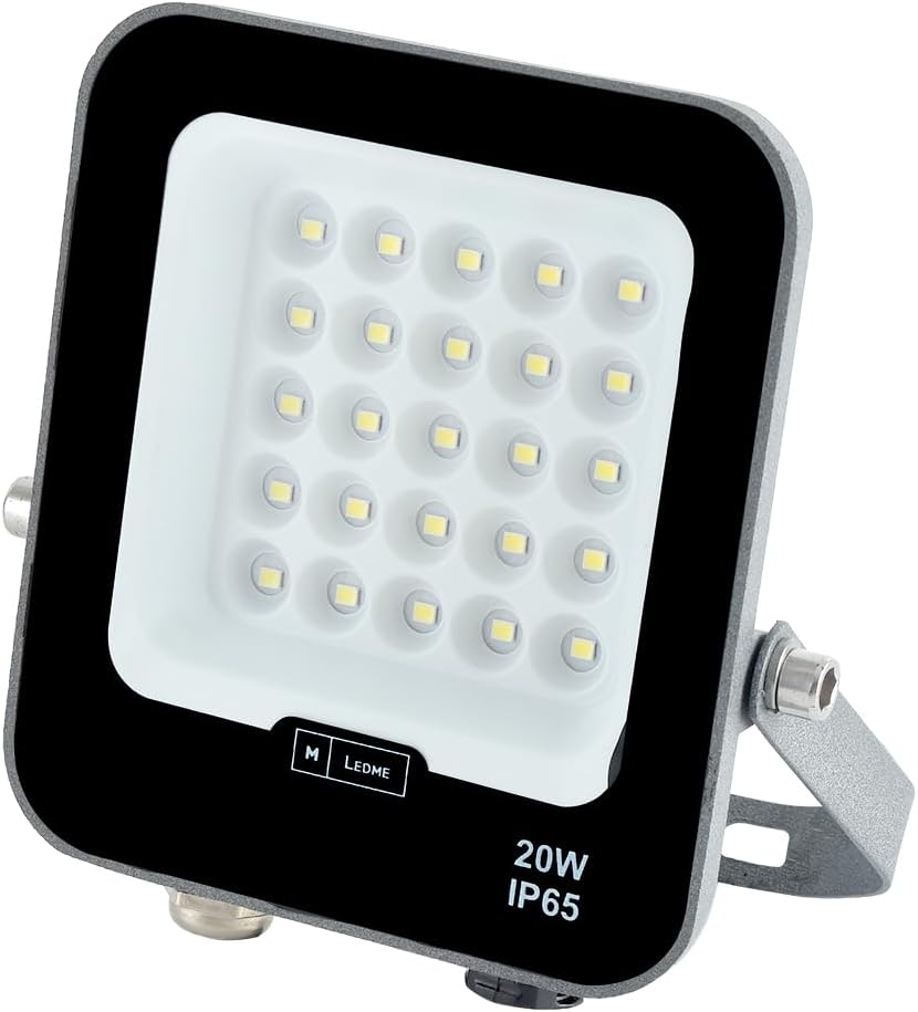 M Ledme - Foco Proyector Led Napoli Plus 20W, 2.400 lumen, IP65 Regulable, Color Luz fría (6000k), Iluminación exterior, De uso para jardín, patios, parking, hotel, naves etc.