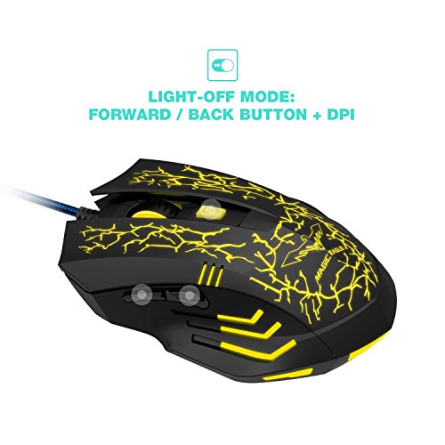 Havit Raton Gaming LED Raton Gaming Mouse HV-MS672 Al  mbrico Rat  n para Juegos 2400 dpi 6 Bot  n Rat  n Cableado Ergon  mico  7 Colores LED Relajantes