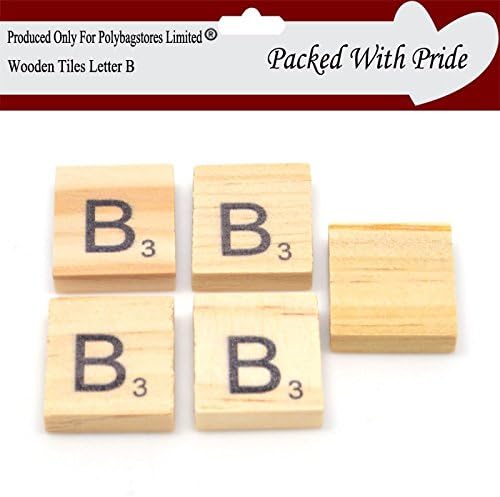 Pack of 10 Letter B - Wooden Scrabble Tiles with Black Letters