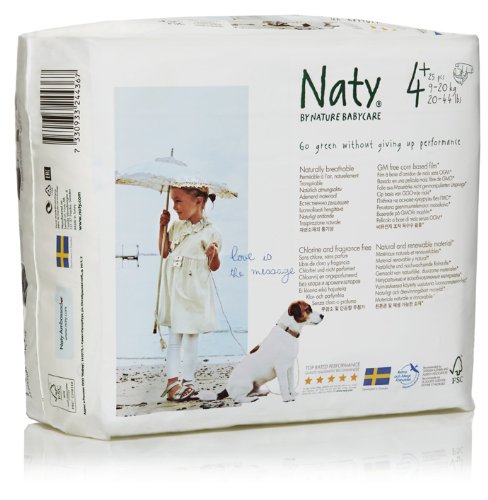 Naty by Nature Babycare Size 4+ ECO Nappies - 4 x Packs of 25 (100 Nappies)
