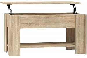 ‎VIDAXL vidaXL Coffee Table Height Adjustable Coffee Table Side Table Living Room Table Sofa Table with Storage Space Sonoma Oak 101 x 49 x 52 cm Wood Material