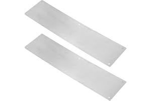 FOCKETY Placa de protección para puerta, 2 piezas de placas de protección de acero inoxidable de 16 x 4 pulgadas para puertas interiores y exteriores, evita que la puerta patee