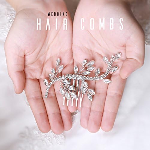 Handcess Wedding Hair Combs Silver Twig Headpiece Rhinestones Hair Comb for Brides and Bridesmaids