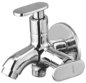 Oleanna Omo2in1bc Metro Brass 2 in 1 Bib Tap with Wall Flange (Silver, Chrome)