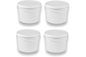 ‎SILPLAST Silplast 4 x 5 Liter Eimer mit Deckel weiß 4 Stück, stapelbarerer Milch-/Vorratseimer, Honigeimer Kunststoffeimer Lebensmittelfreigabe, Lebensmittelechte Behälter, Leereimer für Mehl, Wassereimer