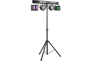 ‎BEAMZ BeamZ Partybar 2 - DJ Lichtanlage | Disco Partylicht | Bühnenlicht Set | 2x LED PAR und 2x Derby |RGBW | DJ Lichteffekte mit Stativ, Lichtorgel Musikgesteuert LED Bar | DJ Licht