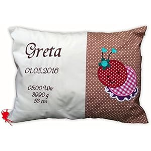 Marienkäfer - Kuschelkissen mit Namen Geburtskissen