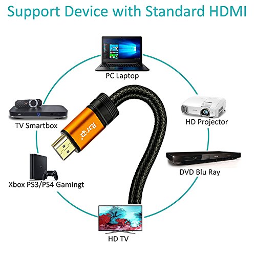 Ultra HD 4k HDMI Kabel 1.4a / 2.0 High Speed with Ethernet neues Kabel 3 fach geschirmt inkl. Stecker- und Kontaktschirmung 2160p Full HD 1080p 3D ARC CEC – 1m IBRA ORANGE GOLD - 3