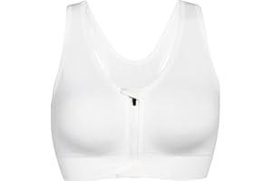 CLOUSPO Sports Bra Post Surgery Bra Zip Front Wireless with Removable Pads Yoga Bra for Workout Fitness
