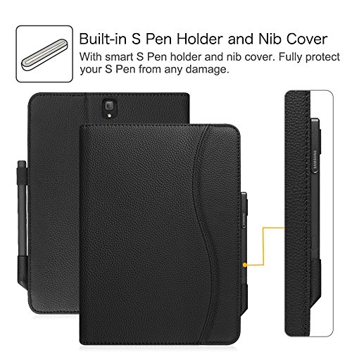 Fintie Samsung Galaxy Tab S3 9.7 Hülle – Multi-Winkel Betrachtung Kunstleder Schutzhülle Case Cover Tasche Etui mit Dokumentschlitze und Auto Schlaf / Wach Funktion für Samsung Galaxy Tab S3 T820 / T825 24,58 cm (9,68 Zoll) Tablet-PC, Schwarz - 5