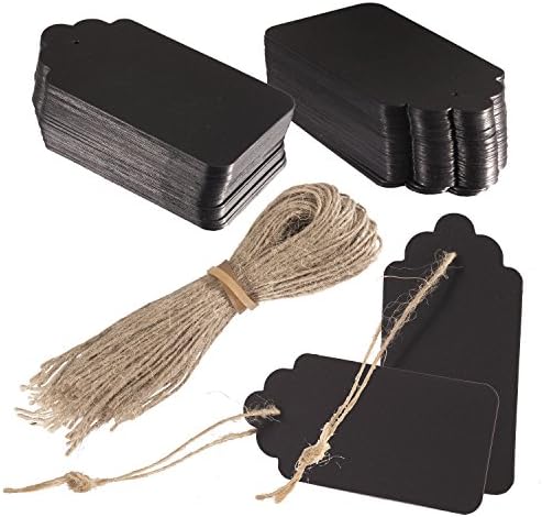 100 x Gift Tags by Only Tags | Kraft black Christmas or wedding favour hang tags - Make your own DIY kraft project - Scallop design