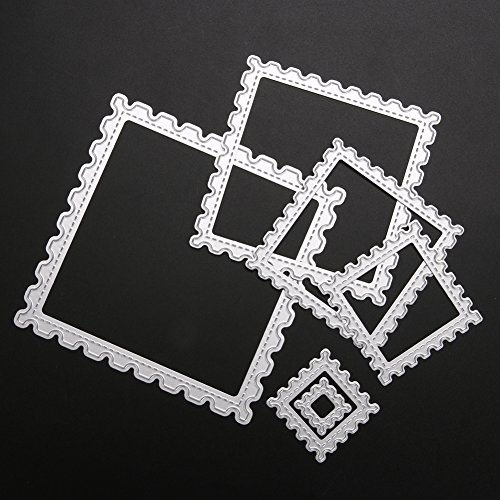 Amazingdeal365 6 PCS Rechteck Metall Form Schablonen Schneiden DIY Dekor Sammelalbum Karten Buchzeichen Lesezeichen als Geschenk für Freunde Geburtstag Kinder,Kindergarten Hobby Schule Handarbeit Unterricht usw. Ein tolles Geschenk! - 5