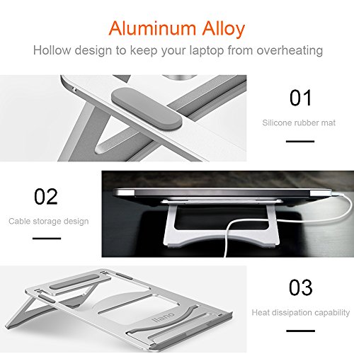 Foldable Aluminum Laptop Stand  Ergonomic Cooling Portable Notebook Mount  Adjustable Stand Holder for 10  -15  Macbook  Acer  Asus  Dell  HP  Lenovo 