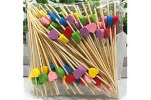 AILEXI Cocktail-Sticks 100 Zählungen Zahnstocher Aus Holz Party-Zubehör Frill Fingerfood Obst Sandwich Knabbereien - Multicolors Herzen