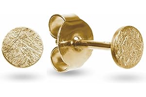 Beate Stohr - Ohrstecker Gold Silber 925, echte Handmade Ohrringe vergoldet rund 4mm Eis-Matt, für Damen, Herren, Kinder