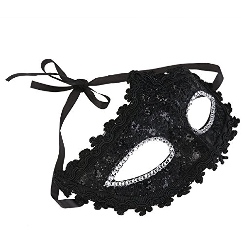 Foxnovo Exquisiten venezianischen Stil Spitze Crystal Strass Cosplay Maske für Halloween /Masquerade/Kostüm-Partei (schwarz) - 5