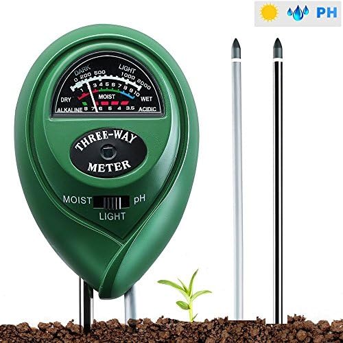 Soil Tester, Audel 3-in-1 Soil Moisture Meter, Sunlight Tester and Soil pH Tester Kit, Light and PH Acidity Tester Great for Garden, Farm, Lawn, Indoor &amp; Outdoor Plants, Easy Read Indicator (No Battery Need)
