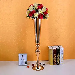 Ginni Designs Gold Plated Metal Flower Vase Pot for Home Decor Wedding Events Showpiece Living Room Centerpiece