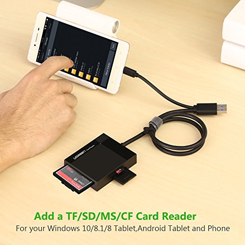 UGREEN USB 3 0 Lector de Tarjeta M  ltiple Leer Simult  neamente 4 en 1 con OTG 5 Gbps  para Tarjetas TF SD SDXC SDHC MMC CFI Ultra II CF Extreme CF MS  Compatible con Windows10  8 7  XP  iMac y Linux