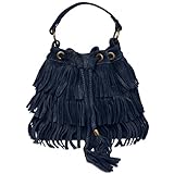 damen wildleder beuteltasche stylische, ausgefallene Fransen Ledertasche im Vintage Look