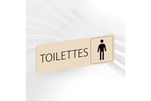 GRAVURE CONCEPT Plaque Signalétique Toilettes Hommes – Plaque De Porte Adhésive PVC 5 x 15 cm – 20 Couleurs Disponibles (Beige)