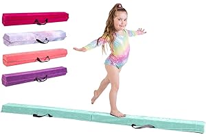 TINY TUMBLERS Poutre gymnastique pour enfants - 210cm/240cm/270cm - Équipement d'équilibre incroyable pour les enfants à la maison - Faux suède, mousse EVA haute densité - Cartes Flash, sangles de transport