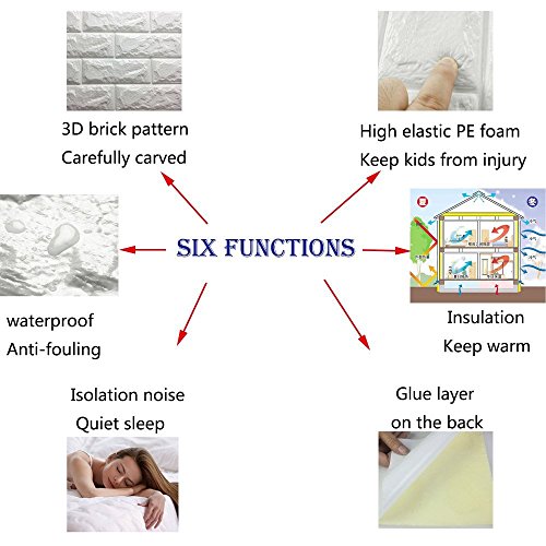 Ganga 3D Ladrillo Pegatina Pared,60x60cm DIY Autoadhesivo Etiqueta de
Pared Decoración para Cuarto de Baño, TV fondo, Sala de Estar y Cocina
(10 piezas) Descuento