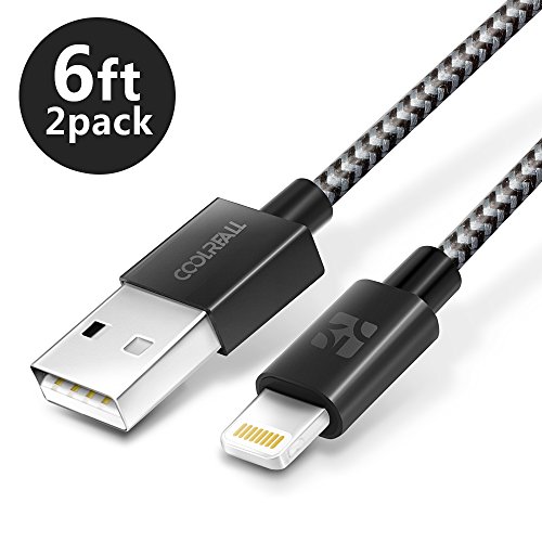 Lightning Cable [Apple MFi Certified] Coolreall 2 Pack 5.9ft iPhone Charger Nylon Braided USB for iPhone 7 6 6s 5 5s iPad air mini