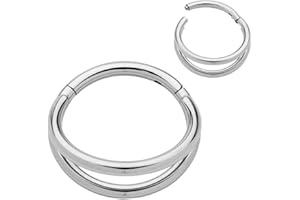 365 Sleepers G23 Titanio Unisex Doble Segmento BCR Anillo Hélice Tragus Septum Clicker Nariz Labio Aro Pendiente Joyería Piercing del Cuerpo