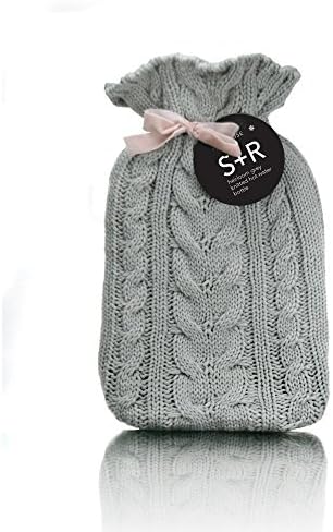 Gorgeous Designer Heirloom Grey Chunky Cable Knitted 2 Litre Hot Water Bottle