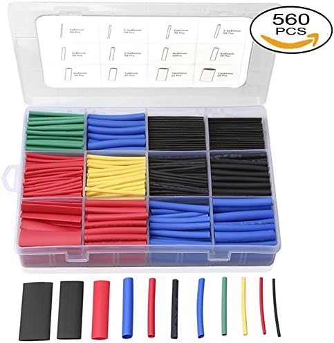 560pcs Heat Shrink Tubing 2:1 Wire Sleeve Electrical Wire Cable Wrap, Efanty Assorted Electric Insulation Tube Kit With Box (5 Colors 12 Sizes)
