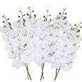 27" Artificial Phalaenopsis Flowers 6 Pcs White perhaps faint yellow Artificial Orchid Flowers Stem Plants for Home Décor