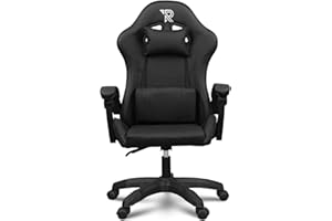 Ranqer Apollo Chaise Gaming - Chaise de Bureau Ergonomique Bon Marché, Accoudoirs et Dossier Réglable, Soutien Dos et Nuque Rembourré, Set-up Gaming et Productivité - Noir