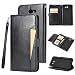Produktbild Galaxy A5 2017 Hülle Leder, E-Lush Premium PU Leder Tasche für Samsung Galaxy A5 2017(5.2 Zoll), Einfach Einfarbig Muster Klapphülle 360 Full Body Protection Flip Case Wallet Cover Weiche Flexible TPU Soft Rückseite Abdeckung Ledertasche Bumper Schutzhülle Brieftasche im Bookstyle Handyhülle Tasche Anti-Scratch Shell Folio Lederhülle mit Standfunktion Magnetverschluss und Kredit Kartenfäche--Schwarz