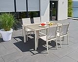 Gartenmöbel Set Stockholm in der Farbe Grau/Beige - hochwertiges Material aus pulverbeschichtetem  Aluminium und Textilene-Fasern sorgt für hohe Beständigkeit