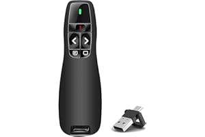 VOVIGGOL USB/Tipo-C 2 en 1 Pasador Diapositivas Mando Ordenador Powerpoint, Ergonómico Presentador Inalambrico Mando Presentaciones Distancia Puntero para Computadora Windows Mac