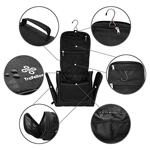 Kleiner Premium Kulturbeutel zum Aufhängen | Kompakte Reise-Kulturtasche für Frauen & Männer | Wasserresistente Waschtasche mit vielen Fächern | Handliche Kosmetiktasche mit Henkel - 2