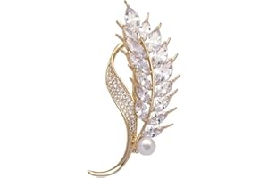 YUFANA Broche de diamantes de imitación de cristal para mujer, Broche de trigo de cristal, Para Mujeres Bufanda De Hoja De Aleación Broche Alfileres Banquete Accesorios De Boda Corage