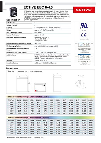 ECTIVE EBC-Serie | 6V USV Bleiakku | 6 Varianten: 1,3Ah – 12Ah |Wartungsfreier Blei-AGM-Akku, Blei-Vlies-Akku, AGM-Akku, Bleigelakku, Blei-Akku, Blei-Batterie, geeignet für USV-Anwendungen - 3