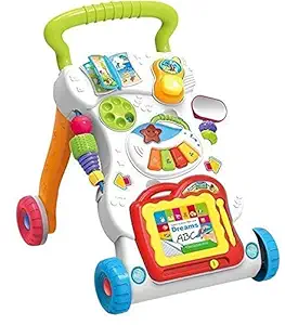 PlayBack Multi Color Baby Sit to Stand Learning Music Walker Trolley Multifunctional Music Cartoon Musical Developmental Educational Toy Gifts for Toddlers Boys Girls Kids for Age 6 Months +