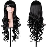 Wigs 80 cm / 32" Women's Hair Wig New Fashion Long Big Wavy Hair Heat Resistant Spiral Wig for Cosplay/Halloween Party Costume(Black)