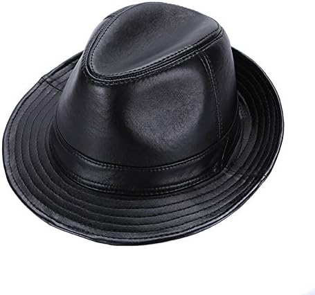 Sandy Ting Genuine Lambskin Fedora Leather Hats Cap(Medium)