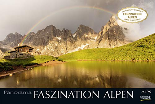 Faszination Alpen 2020: Großer Foto-Wandkalender mit Bildern von Gipfeln der Alpen. Edler schwarzer Hintergrund und Foliendeckblatt. PhotoArt Panorama Querformat: 58x39 cm.