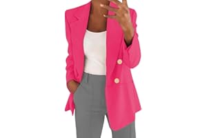 shownicer Blazer Femme Élégant Manches Longues Revers Veste de Costume Blouson Jacket Couleur Unie Slim Fit Tailleur Ouvert Manteau