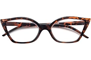 Kodilin Occhiali da Lettura Donna 2.5 Anti Luce Blu Cat Eye Occhiali per PC con Cerniera a Molla, Tartaruga