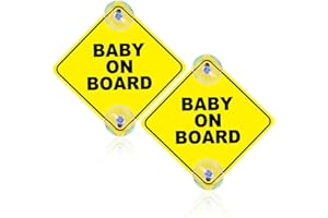 KQNM KQN 2 Piezas 12.5 X 12.5 Cm Bebe A Bordo Pegatina Coche,Pegatina Coche Reflectante Amarilla Con Doble Ventosa,Seguridad Infantil En Coche,Pegatina Bebé A Bordo,Pegatinas Bebe A Bordo Coche