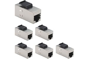 Greluma 6 st Cat6A keystone uttag,RJ45 kopplingar hona till hona rak skärmad in-line Cat6A kabelnätverk ethernet modul
